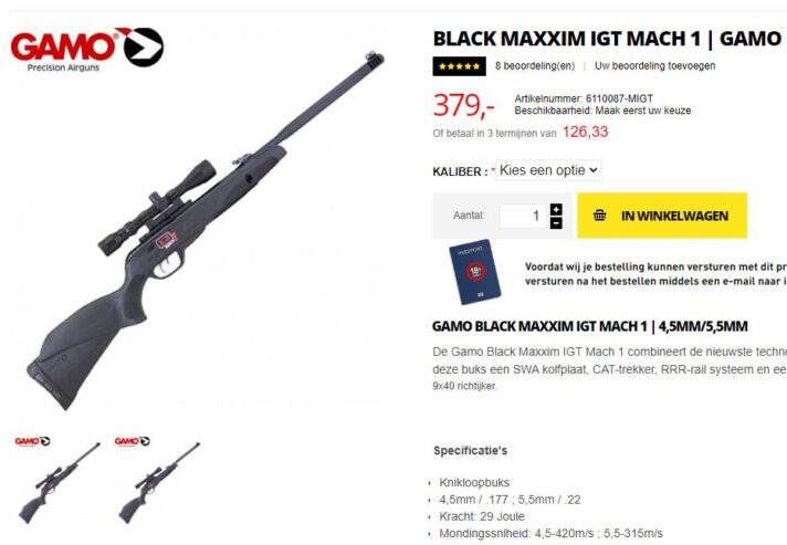 Black maxxim igt 4,5mm GAMO luchtbuks