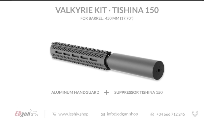 Valkyrie Kit Tishina 150 moderator .30caliber (450mm) als nieuw!